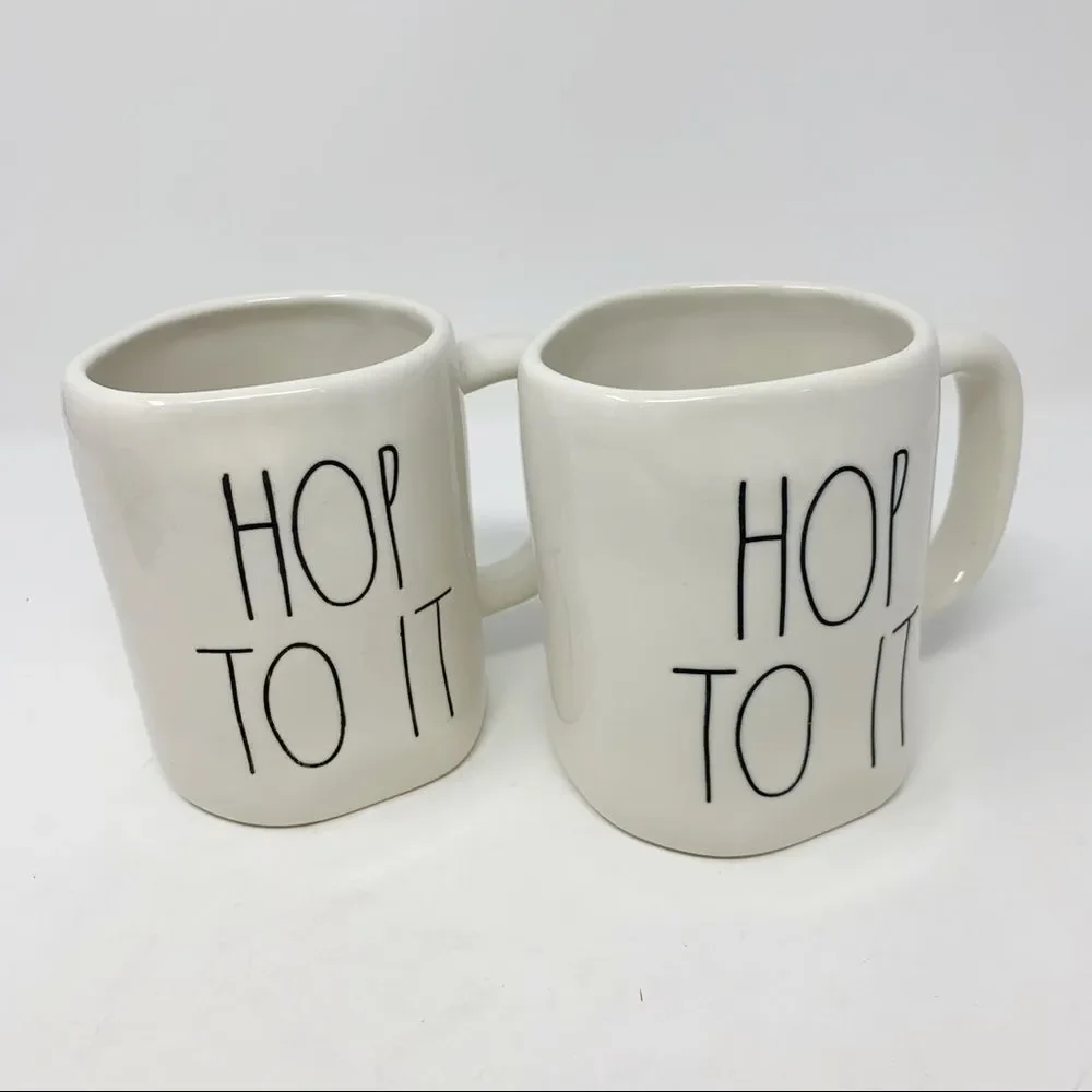 Rae Dunn Hop To It 2 Pack Mugs Easter NEW